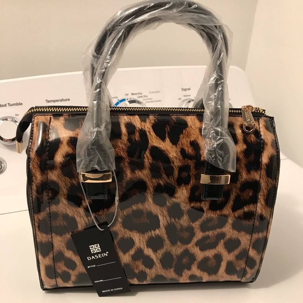 Dasin Shiny Patent Faux Leather Handbags Barrel Top Handle Purse Satchel Bag